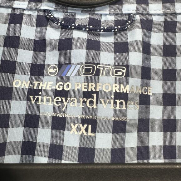 Vineyard Vines Shirt Mens 2XL Blue Gingham Plaid On The Go OTG Performance - Picture 4 of 10